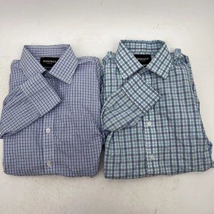 Lot Of 2 Bonobos Shirt Mens 15.5-33 Button Up Slim Fit Wrinkle Free Plaid